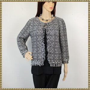 Lineamaglia Italian Wool Alpaca Blend Fringe Cardigan Small